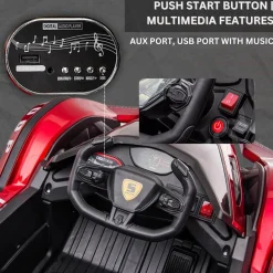 Baby Moo Lambo Ride-On Sports Car | 12V Kids Electric Toy Vehicle | Parental Remote Control | USB MP3 Player | Ages 1-6 - Red