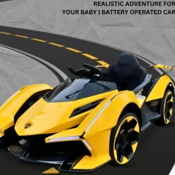 Baby Moo Lambo Ride-On Sports Car | 12V Kids Electric Toy Vehicle | Parental Remote Control | USB MP3 Player | Ages 1-6 - Yellow