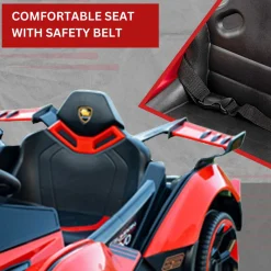 Baby Moo Lambo Ride-On Sports Car | 12V Kids Electric Toy Vehicle | Parental Remote Control | USB MP3 Player | Ages 1-6 - Red