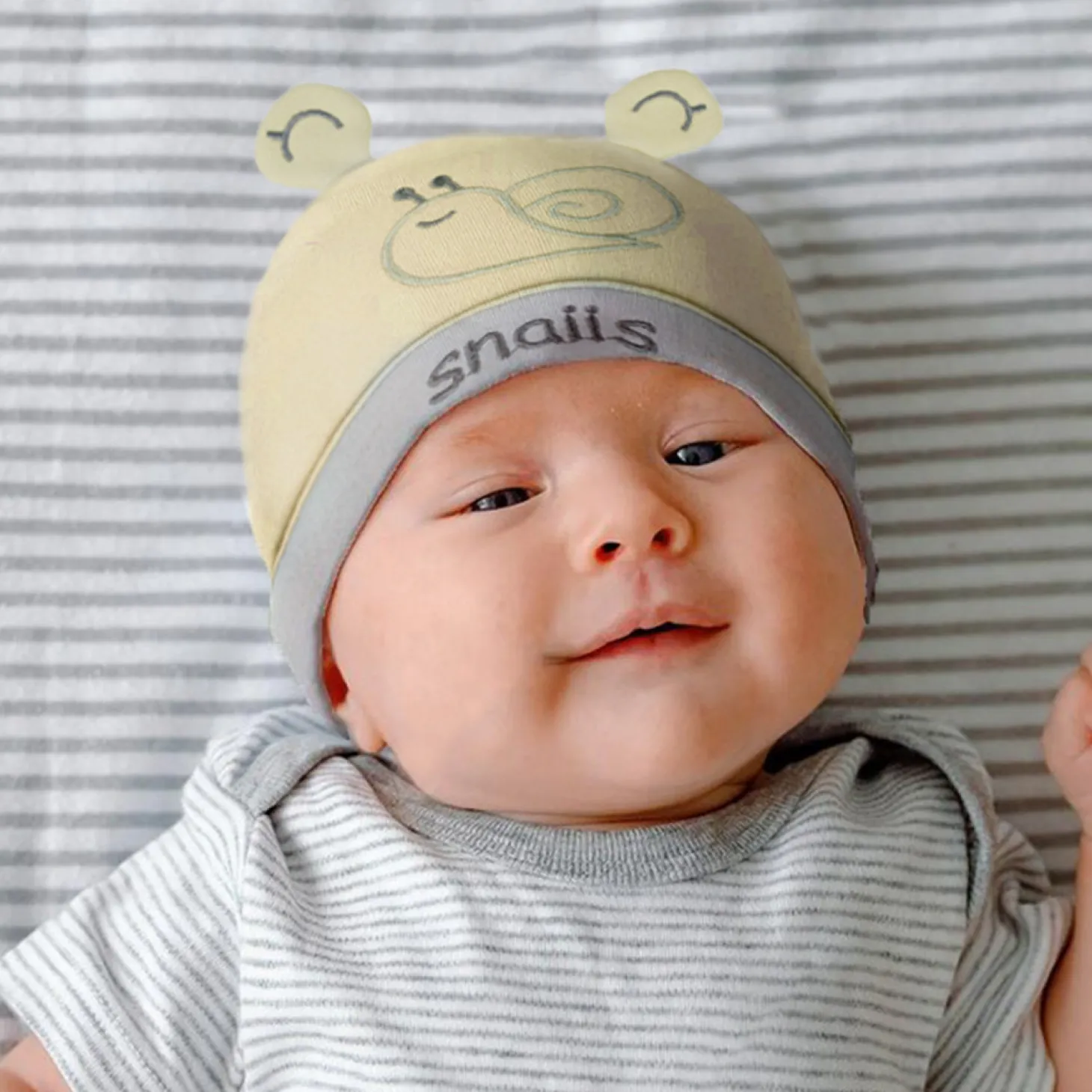 Baby Moo Lazy Snail Organic Soft Cotton Cap - Yellow