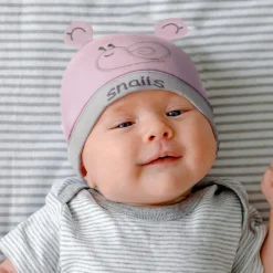 Baby Moo Lazy Snail Organic Soft Cotton Cap - Pink