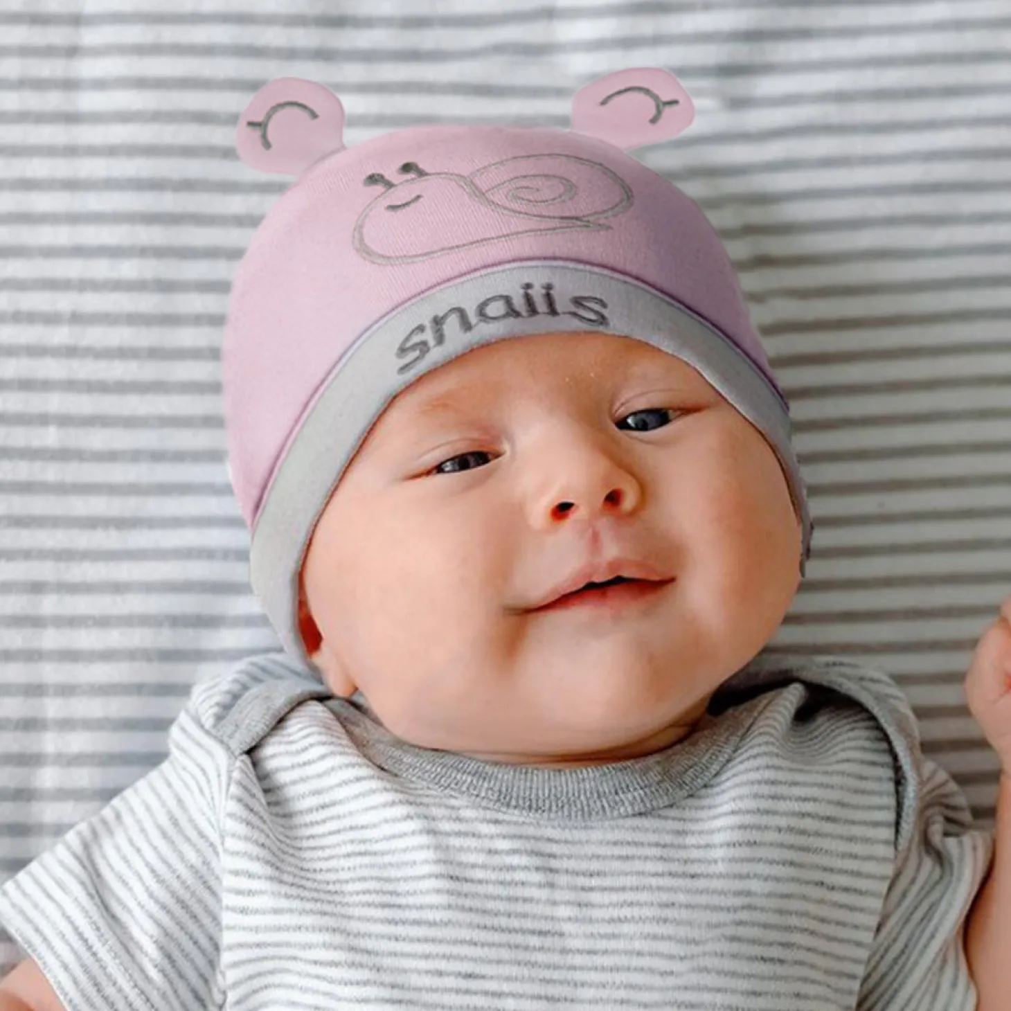Baby Moo Lazy Snail Organic Soft Cotton Cap - Pink