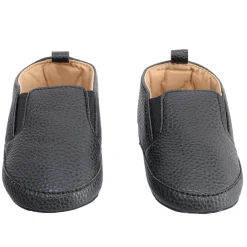 Baby Moo Leather Black Slip-On Booties