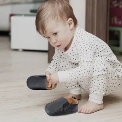 Baby Moo Leather Black Slip-On Booties