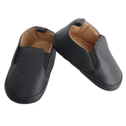 Baby Moo Leather Black Slip-On Booties