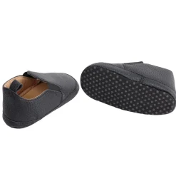 Baby Moo Leather Black Slip-On Booties