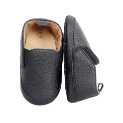 Baby Moo Leather Black Slip-On Booties