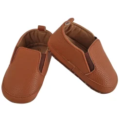 Baby Moo Leather Brown Slip-On Booties