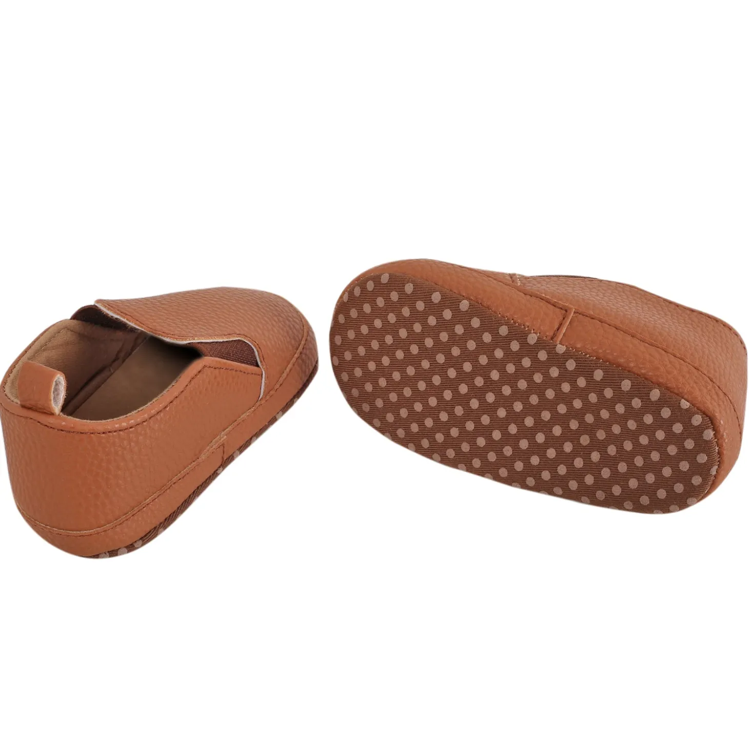 Baby Moo Leather Brown Slip-On Booties