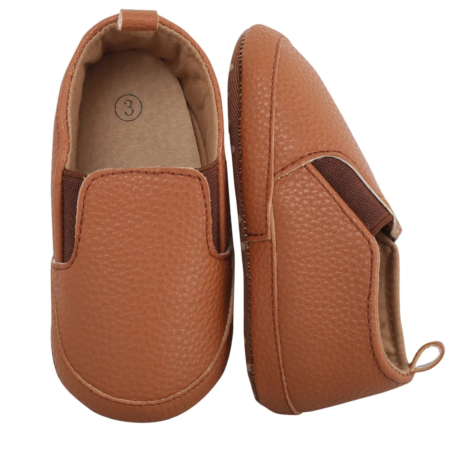 Baby Moo Leather Brown Slip-On Booties