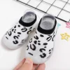 Baby Moo Leopard Print Rubber Comfortable Sole Slip-On Sock Shoes - White