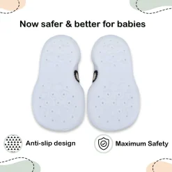 Baby Moo Leopard Print Rubber Comfortable Sole Slip-On Sock Shoes - White