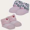 Baby Moo Leopard Printed Elegent Socks Booties Pack of 2 - Pink