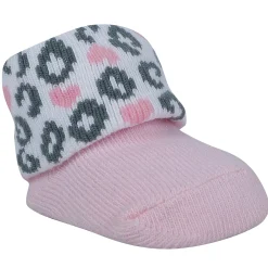Baby Moo Leopard Printed Elegent Socks Booties Pack of 2 - Pink
