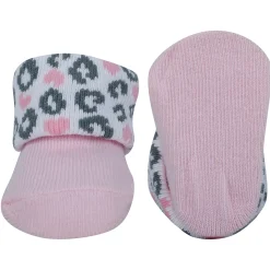 Baby Moo Leopard Printed Elegent Socks Booties Pack of 2 - Pink