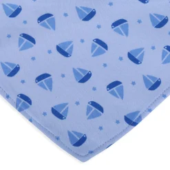 Baby Moo Liitle Ship Captain Cotton 3 Pack Bandana Bibs - White