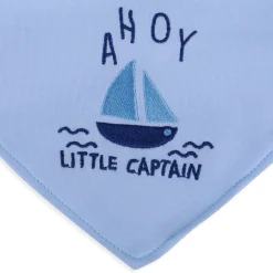 Baby Moo Liitle Ship Captain Cotton 3 Pack Bandana Bibs - White