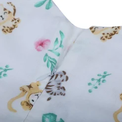 Baby Moo Lion And Zebra Flutter Sleeves Muslin Dress - White
