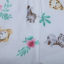 Baby Moo Lion And Zebra Flutter Sleeves Muslin Dress - White