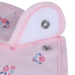 Baby Moo Little Bunny Cotton 2 Pack Buttoned Feeding Bibs - Pink