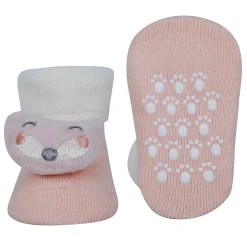 Baby Moo Little Chick 3D Rattle Anti-Skid Socks Booties Pack of 2 - Orange, Peach