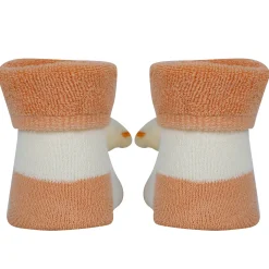 Baby Moo Little Chick 3D Rattle Anti-Skid Socks Booties Pack of 2 - Orange, Peach
