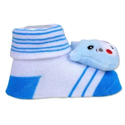 Baby Moo Little Hippo Cotton Anti-Skid 3D Socks - White