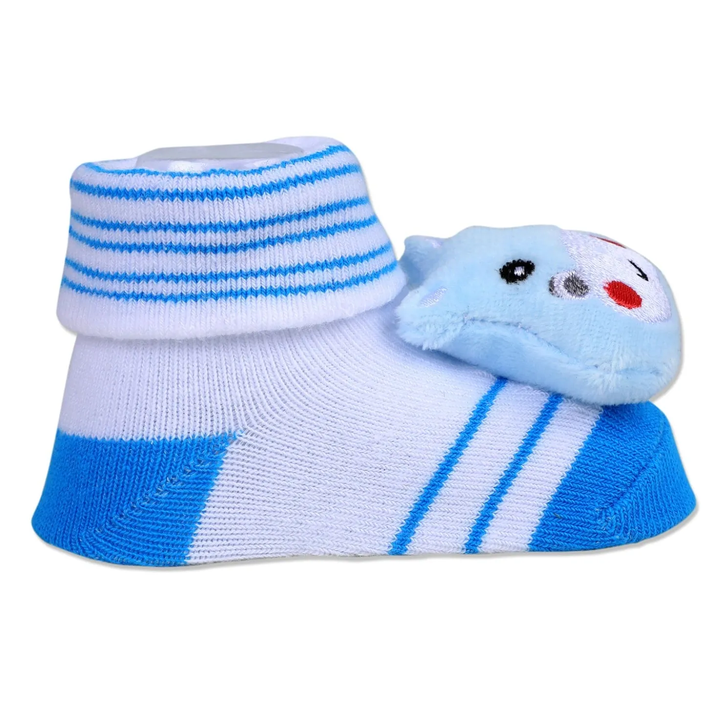 Baby Moo Little Hippo Cotton Anti-Skid 3D Socks - White