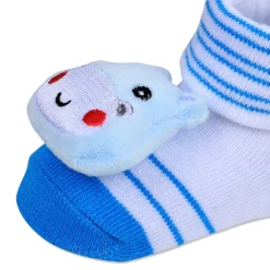 Baby Moo Little Hippo Cotton Anti-Skid 3D Socks - White