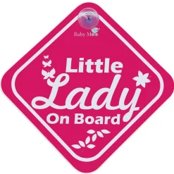 Baby Moo Little Lady On Board Car Safety Board With Vacuum Suction Cup Clip - Pink