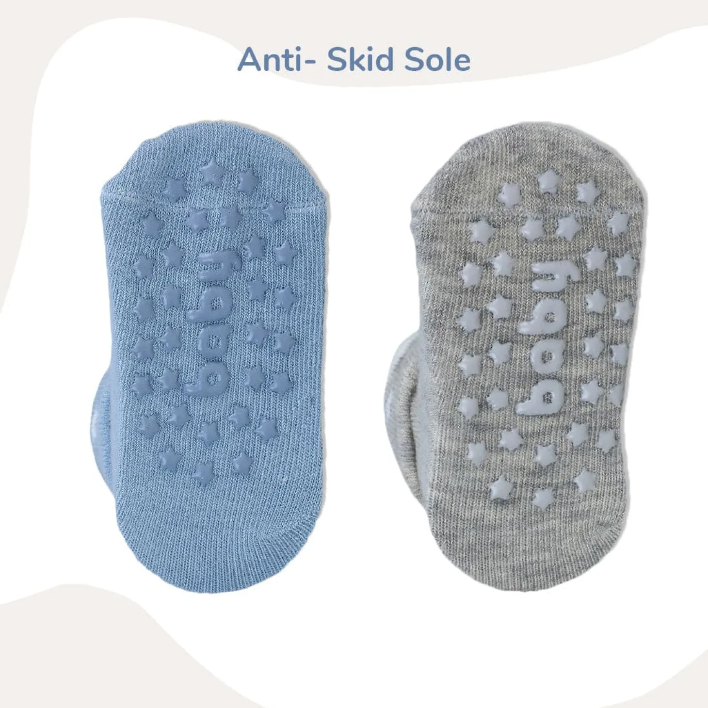 Baby Moo Little Monkey Cotton Anti-Skid 2 Pair Socks - Blue