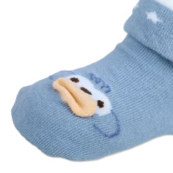 Baby Moo Little Monkey Cotton Anti-Skid 2 Pair Socks - Blue