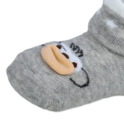 Baby Moo Little Monkey Cotton Anti-Skid 2 Pair Socks - Blue