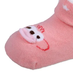 Baby Moo Little Monkey Cotton Anti-Skid 2 Pair Socks - Beige