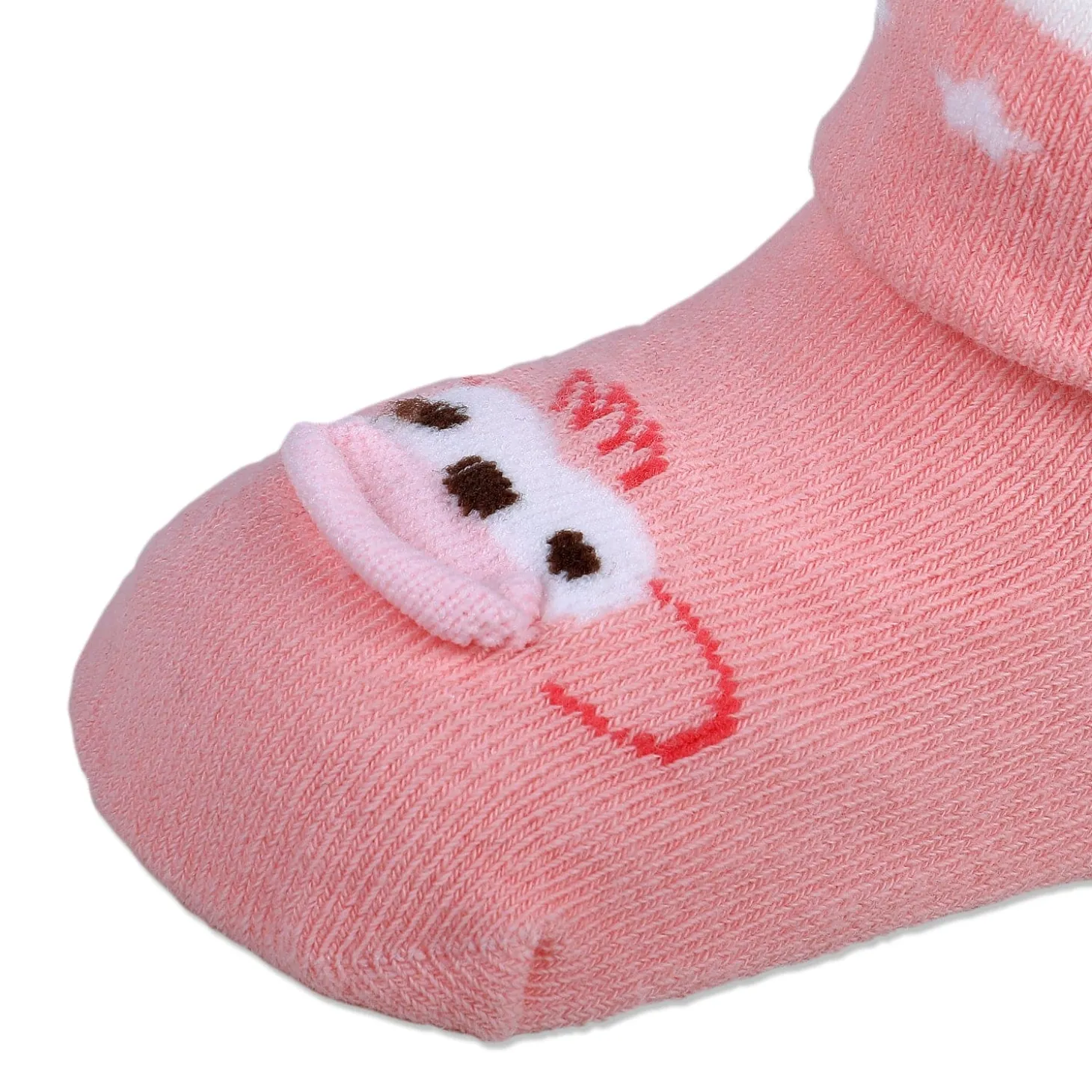 Baby Moo Little Monkey Cotton Anti-Skid 2 Pair Socks - Beige