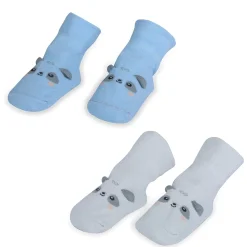 Baby Moo Little Puppy Anti-Skid 2 Pack Socks - Blue
