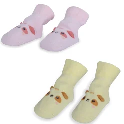 Baby Moo Little Puppy Anti-Skid 2 Pack Socks - Pink