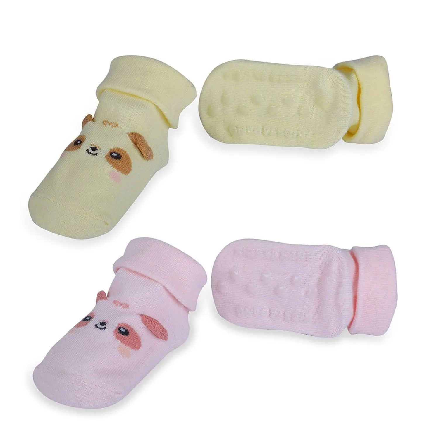 Baby Moo Little Puppy Anti-Skid 2 Pack Socks - Pink