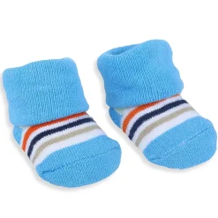 Baby Moo Lorry And Stripes Newborn Breathable Infant Cotton Socks - Blue