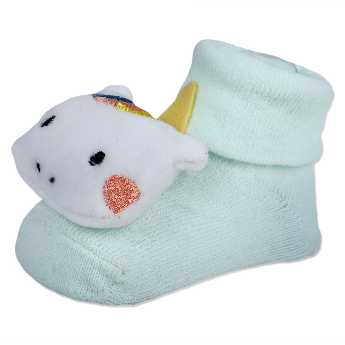 Baby Moo Magical Unicorn Cotton Anti-Skid 3D Socks - Mint Green