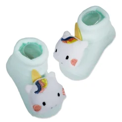 Baby Moo Magical Unicorn Cotton Anti-Skid 3D Socks - Mint Green