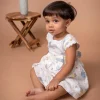 Baby Moo Magical World Bow Detail Short Sleeves Muslin Dress - Yellow