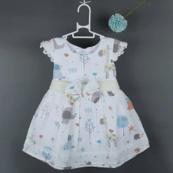Baby Moo Magical World Bow Detail Short Sleeves Muslin Dress - Yellow