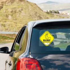 Baby Moo Mama On Board Pregnancy Safety Sign For Car With Vacuum Suction Cup Clip - Yellow