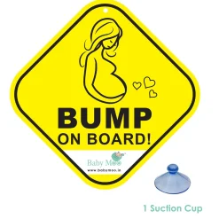 Baby Moo Mama On Board Pregnancy Safety Sign For Car With Vacuum Suction Cup Clip - Yellow