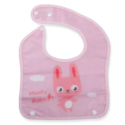 Baby Moo Meaty Rabbit Premium Waterproof Crumb Catcher Bibs - Pink