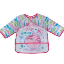 Baby Moo Messy Lil Zebra Long Sleeves Waterproof Wear Me Bib - Pink