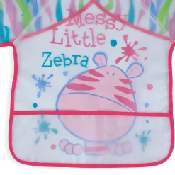 Baby Moo Messy Lil Zebra Long Sleeves Waterproof Wear Me Bib - Pink