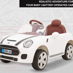 Baby Moo Mini Cooper Electric Ride-On Car for Kids | Rechargeable 12V Battery | Remote Control | USB MP3 Player | Ages 1-5 - White