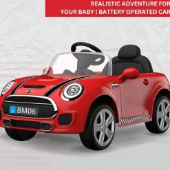 Baby Moo Mini Cooper Electric Ride-On Car for Kids | Rechargeable 12V Battery | Remote Control | USB MP3 Player | Ages 1-5 - Red